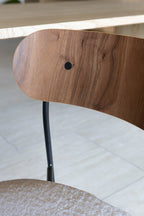 Callao Set - Walnut Wood Table + 6 Ecru Teddy Chairs