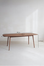 Callao Set - Walnut Wood Table + 6 Ecru Teddy Chairs