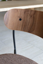 Callao Set - Walnut Wood Table + 6 Brown Teddy Chairs