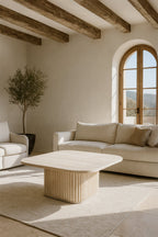 Susan Square Coffee Table - Natural Travertine Effect
