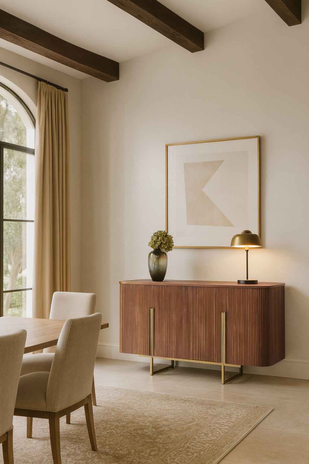 Selma Sideboard - Walnut Wood Effect With Gold Metal Legs