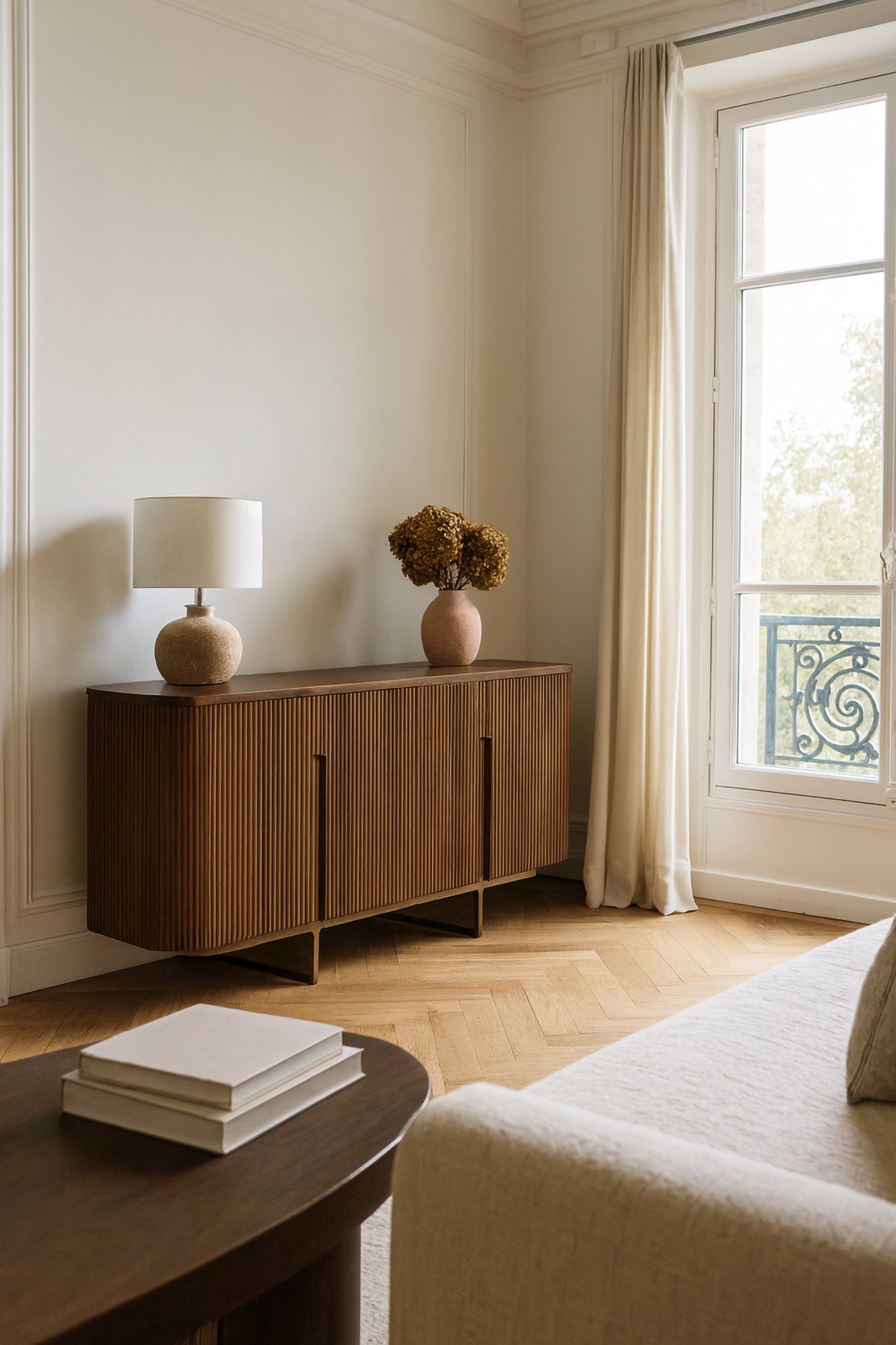 Selma Sideboard - Walnut Wood Effect With Gold Metal Legs