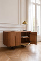 Selma Sideboard - Walnut Wood Effect With Gold Metal Legs