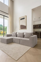 Cocoon - Canapé D'Angle Compressé - Velours Côtelé - Taupe