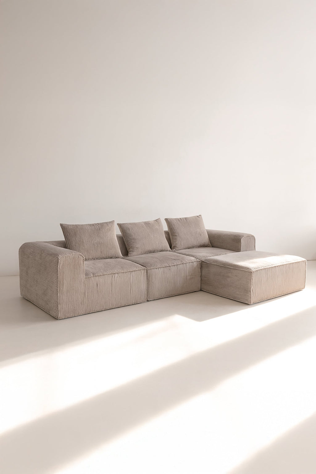 Cocoon - Canapé D'Angle Compressé - Velours Côtelé - Taupe