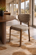 Suzie - Ensemble Table + 6 Chaises - Tissu/Mdf - Taupe