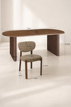 Suzie - Ensemble Table + 6 Chaises - Tissu/Mdf - Taupe