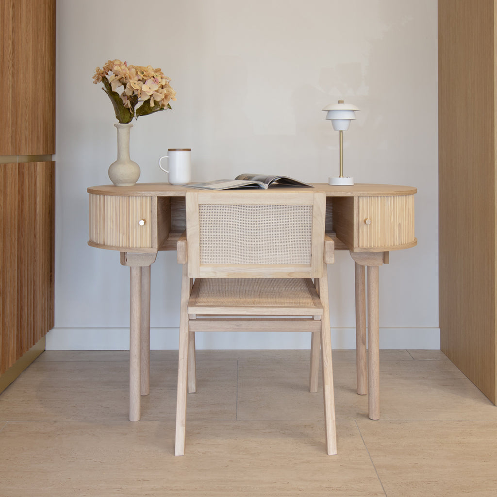 Hector - Office Armchair - Pine Wood/Rattan