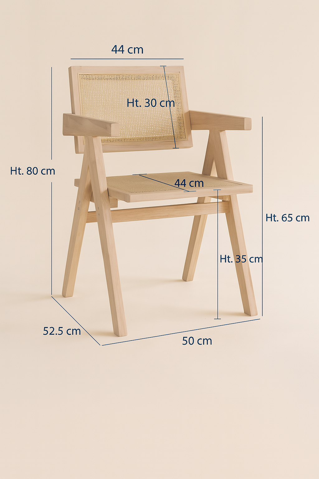 Hector - Office Armchair - Pine Wood/Rattan