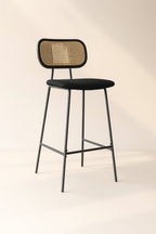 Nosara - 2er-Set Barstühle - Breitcord/Rattan/Metall/Holz - Schwarz
