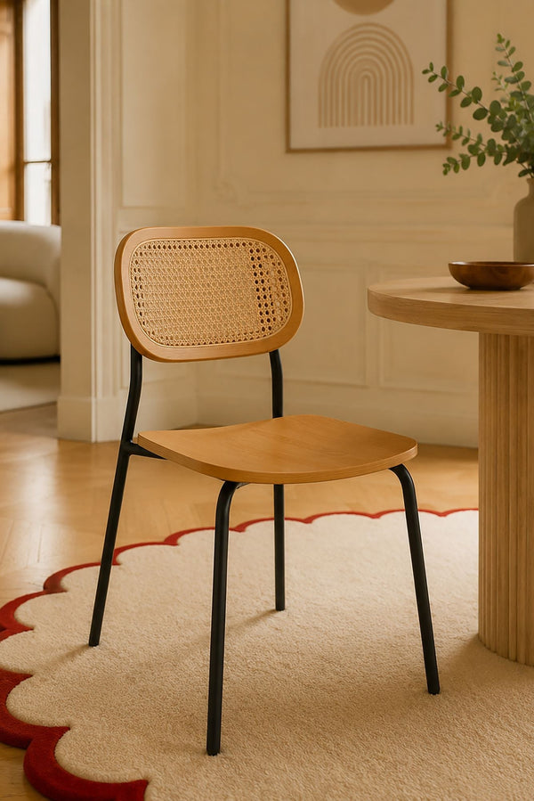 Nosara - Set of 2 Chairs - Rattan/Metal/Wood - Black/Natural