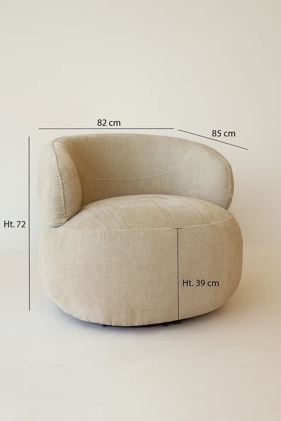 Glove Swivel Armchair In Textured Velvet - Beige