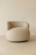 Glove Swivel Armchair In Textured Velvet - Beige