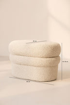 Ulysse - Pouf Oval - Bouclette/Bois - Beige