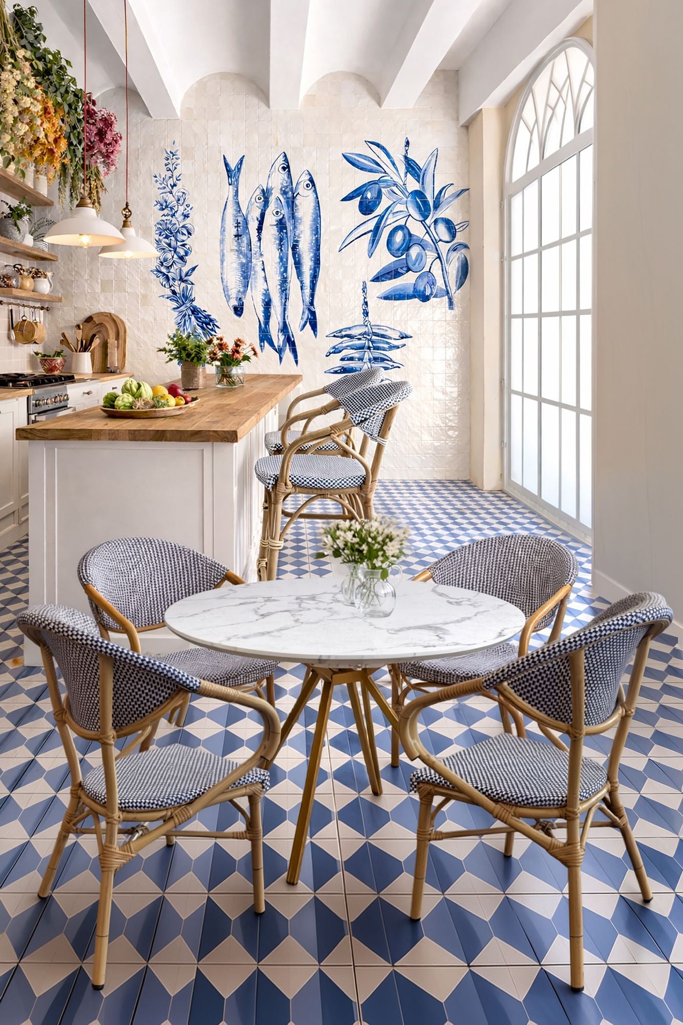 Amalfi - Juego de 2 Sillones de Mesa - Aluminio Efecto Ratán - Azul