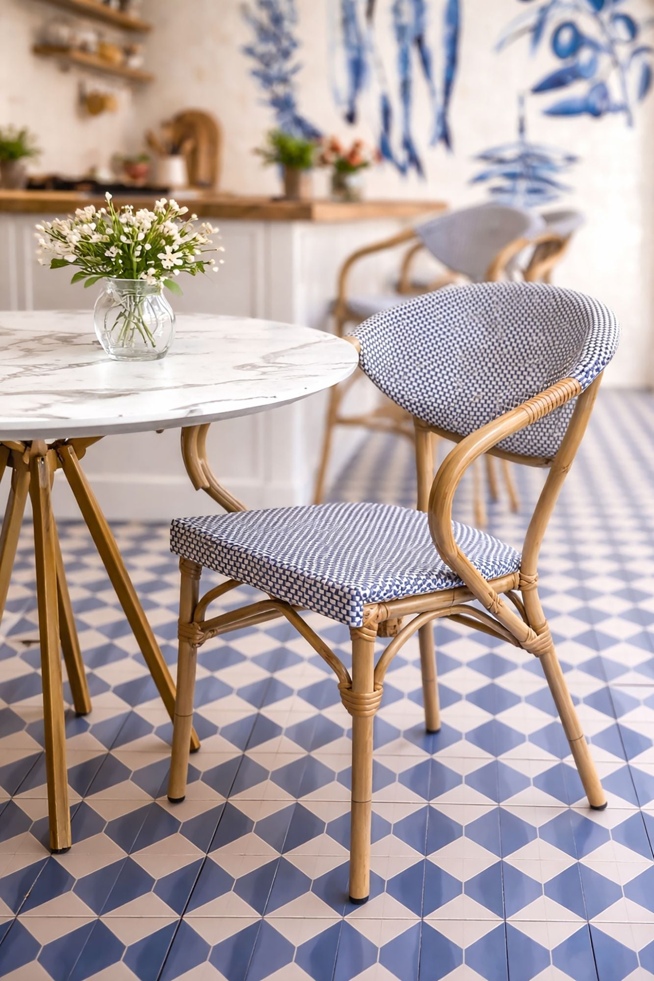 Amalfi - Juego de 2 Sillones de Mesa - Aluminio Efecto Ratán - Azul