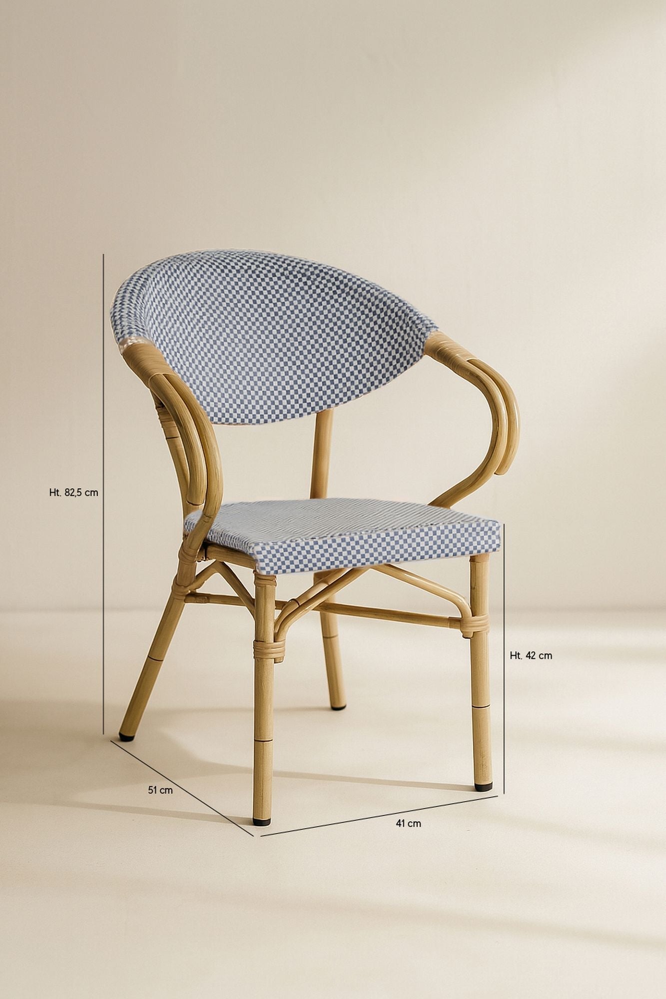 Amalfi - Juego de 2 Sillones de Mesa - Aluminio Efecto Ratán - Azul