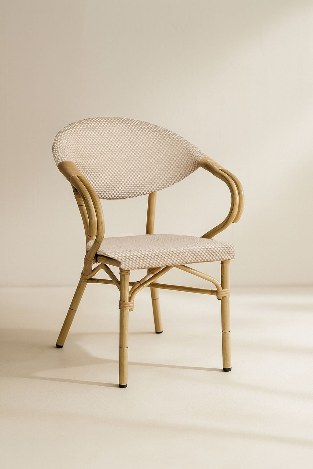 Amalfi - Lot2 Aluminum Table Armchairs - Rattan Effect - Beige