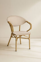 Amalfi - Lot2 Aluminum Table Armchairs - Rattan Effect - Beige
