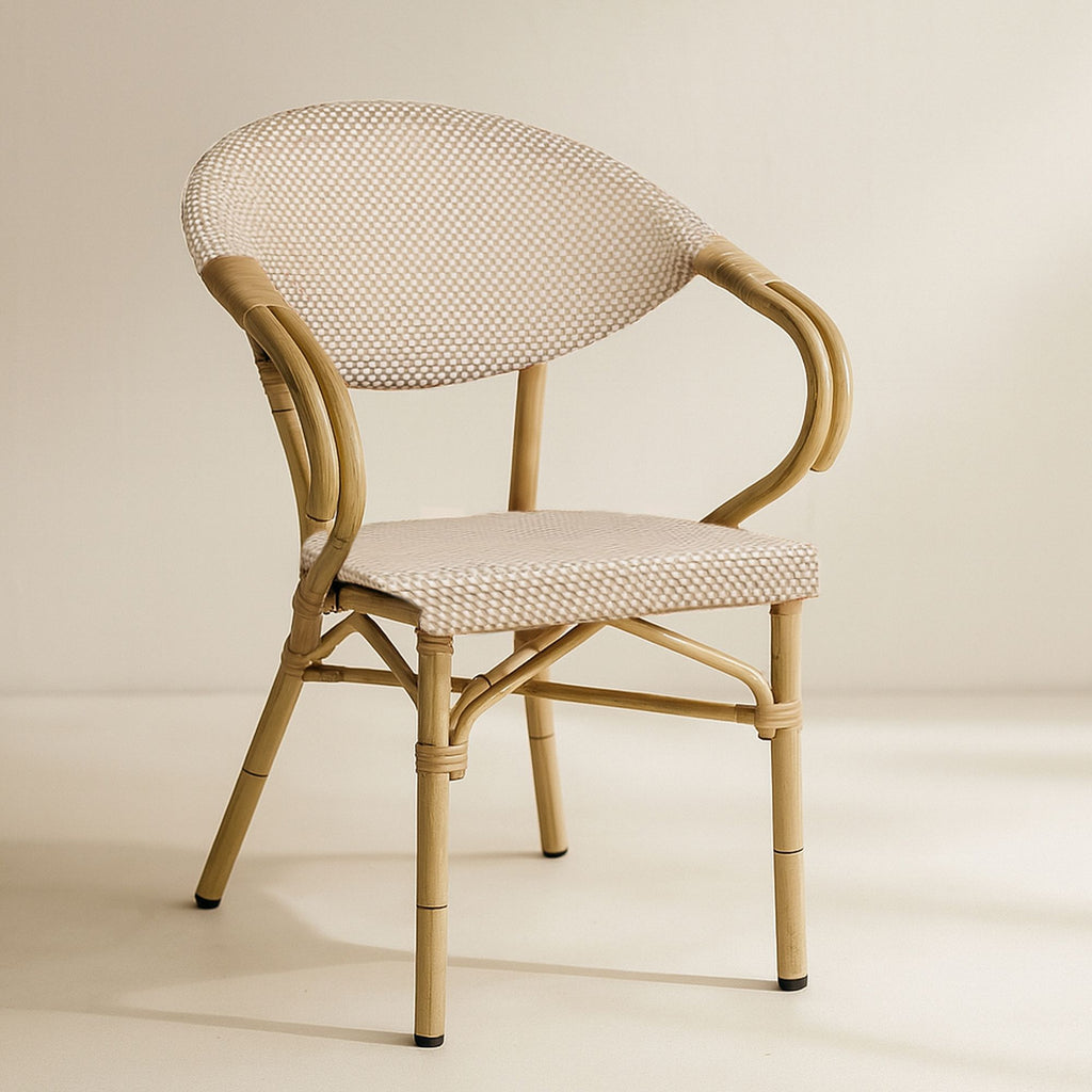Amalfi - Lot2 Fauteuils De Table En Aluminiu - Effet Rotin - Beige