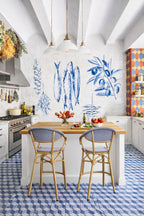 Amalfi - Set of 2 Faut Bar - Rattan/Aluminum/Textilene Look - Blue