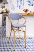Amalfi - Set of 2 Faut Bar - Rattan/Aluminum/Textilene Look - Blue