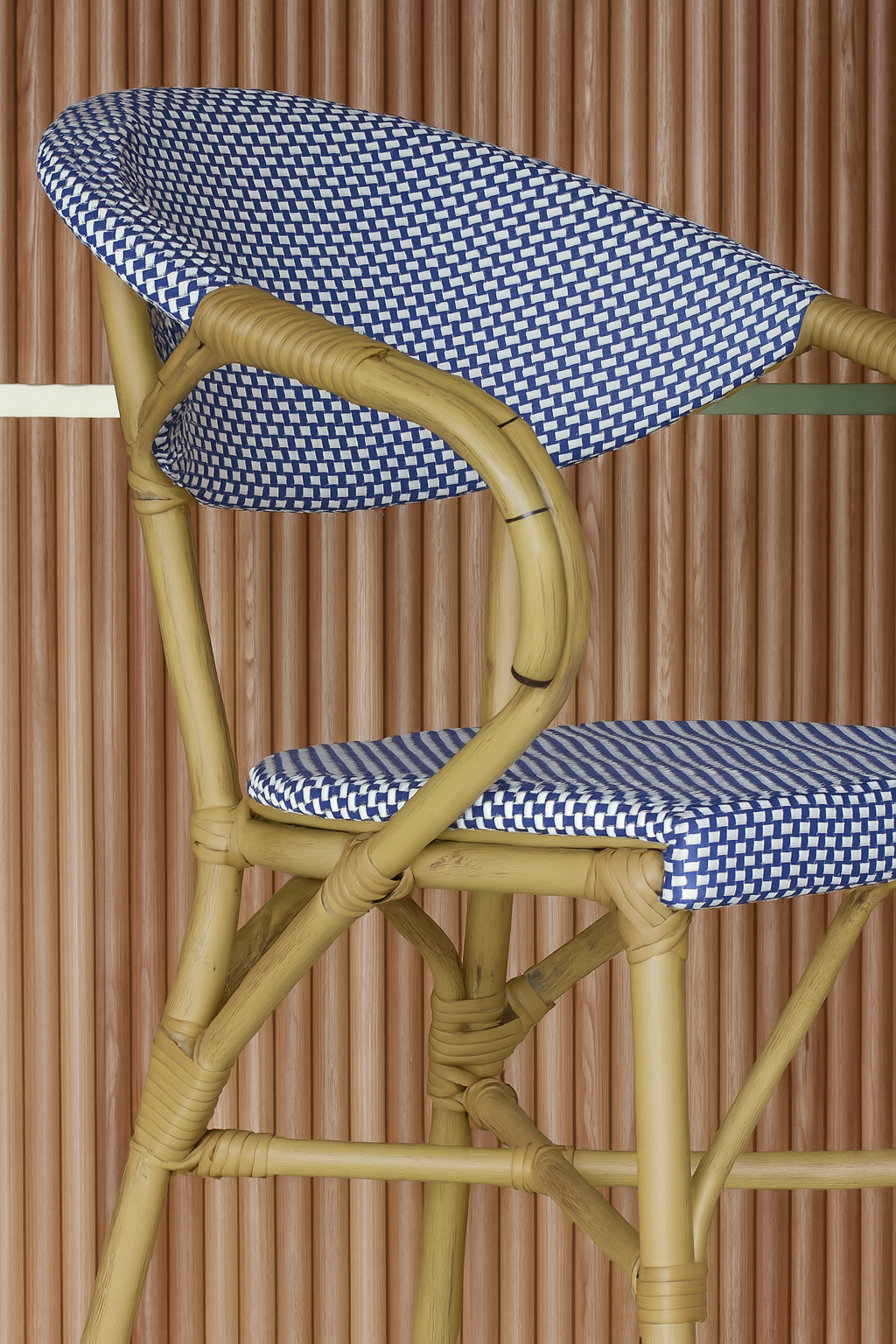Amalfi - Set of 2 Faut Bar - Rattan/Aluminum/Textilene Look - Blue
