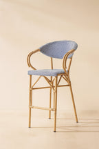 Amalfi - Set of 2 Faut Bar - Rattan/Aluminum/Textilene Look - Blue