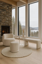 Malo Swivel Pouf - Bouclette Fabric - Ecru