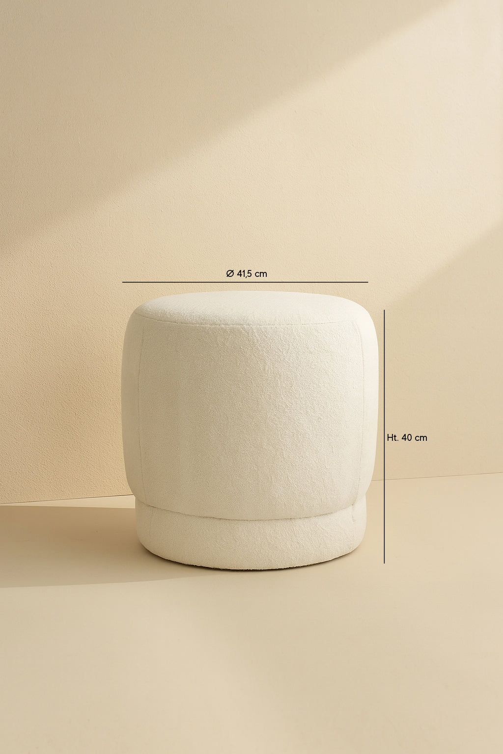 Malo Swivel Pouf - Bouclette Fabric - Ecru