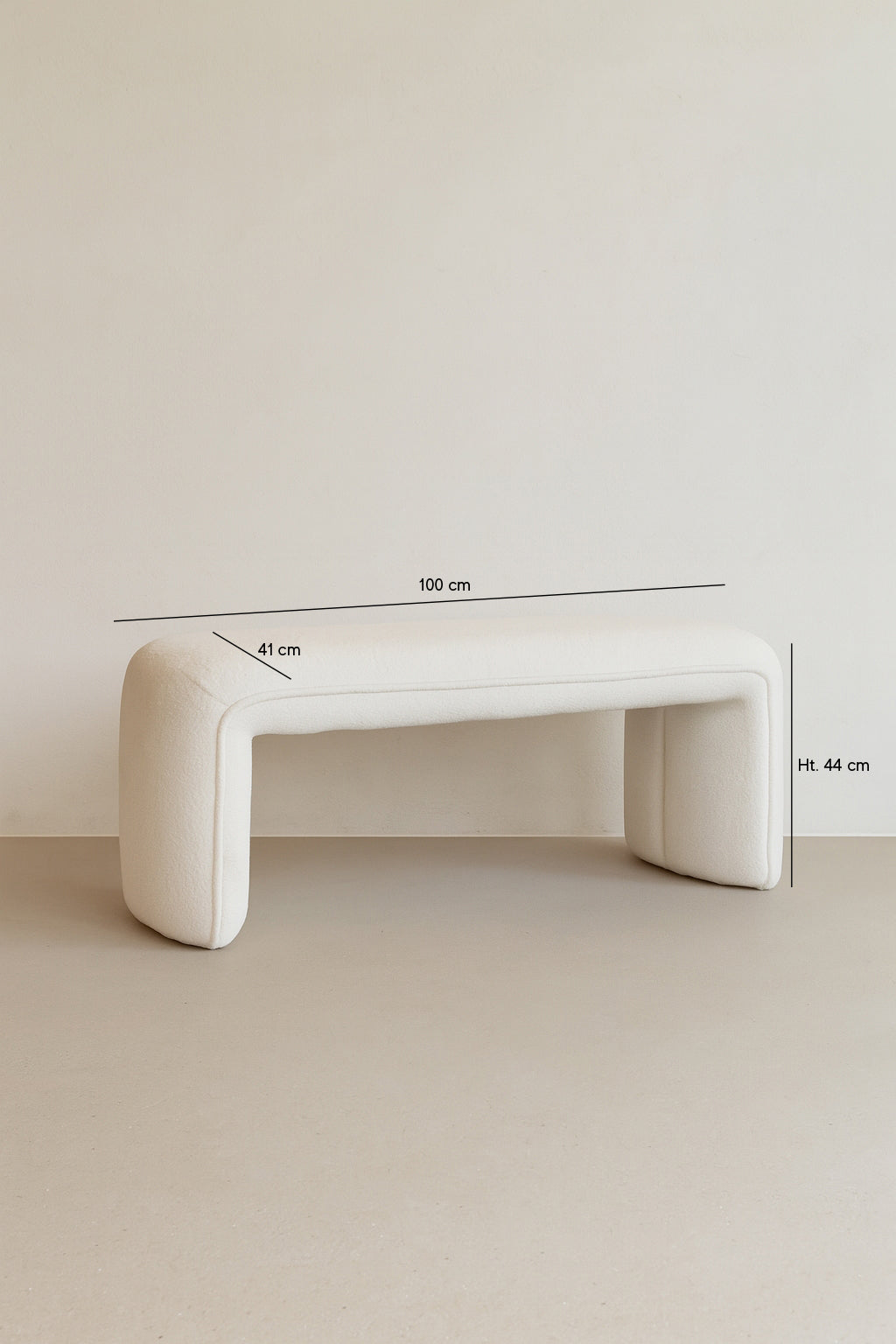 Malo Bench - Bouclette Fabric - Ecru