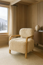 Beige Fur Effect Yak Armchair