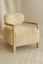 Beige Fur Effect Yak Armchair