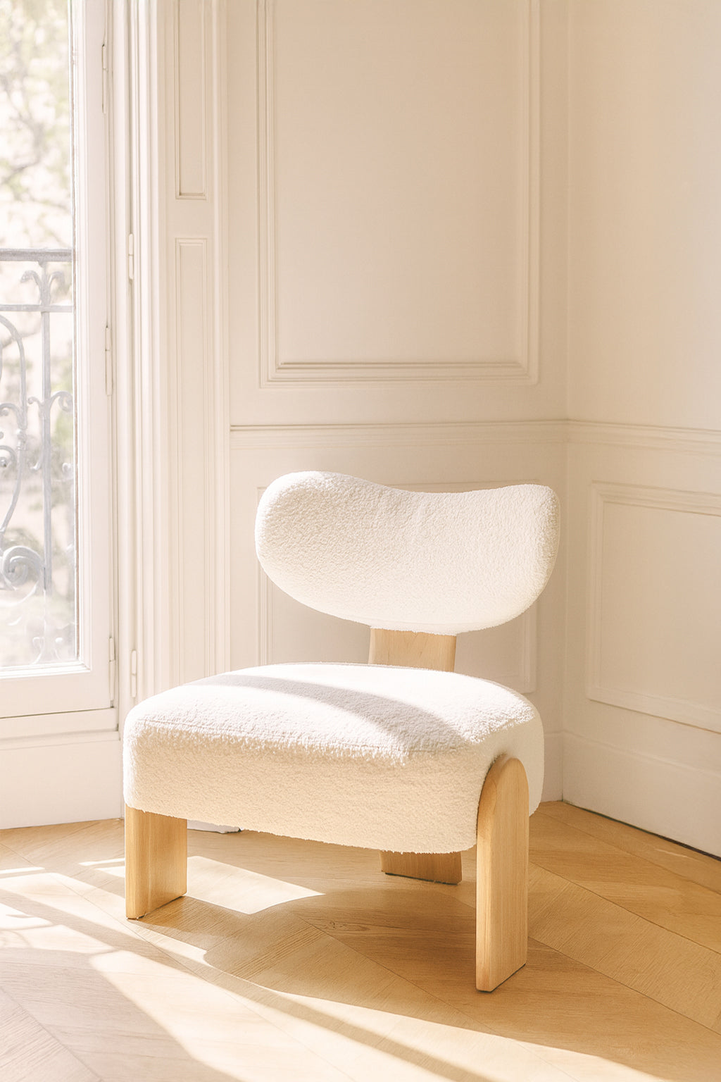 Sillón Hella - Tela Bouclette - Blanco