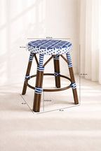 Scala - Tabouret Tressé - Alu Aspect Rotin - Bleu