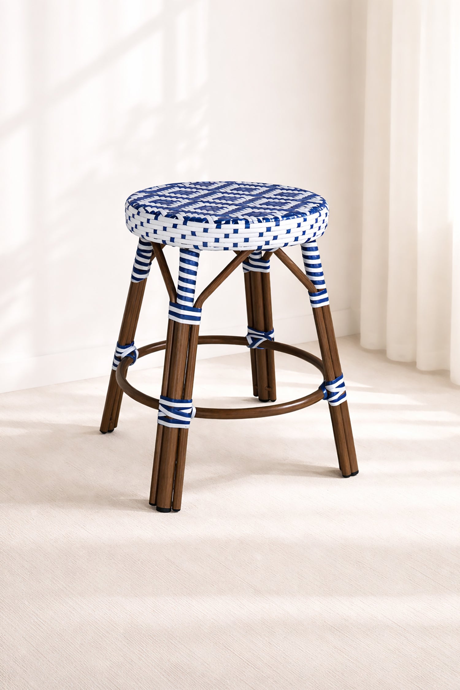 Scala - Tabouret Tressé - Alu Aspect Rotin - Bleu