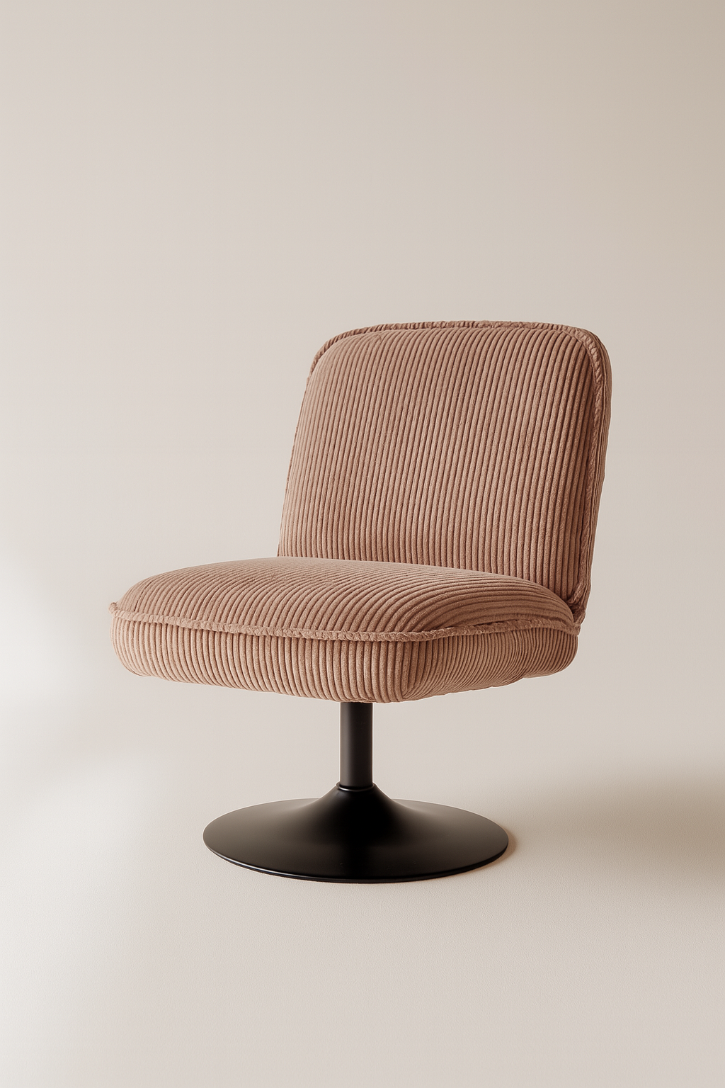 Sillón giratorio Funky - Pana - Rosa con patas de metal negro
