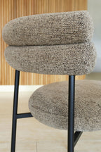 Gina - Lot 2 Chaises - Tissu Tweed/Métal - Noir/Moka