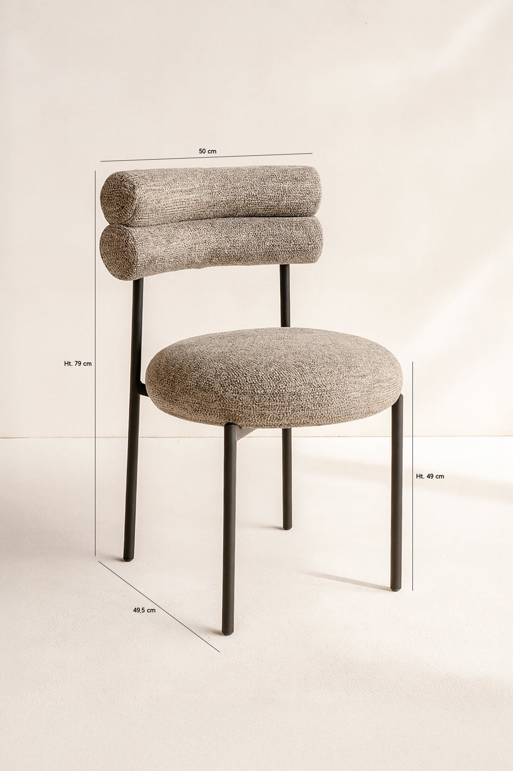 Gina - Lot 2 Chaises - Tissu Tweed/Métal - Noir/Moka