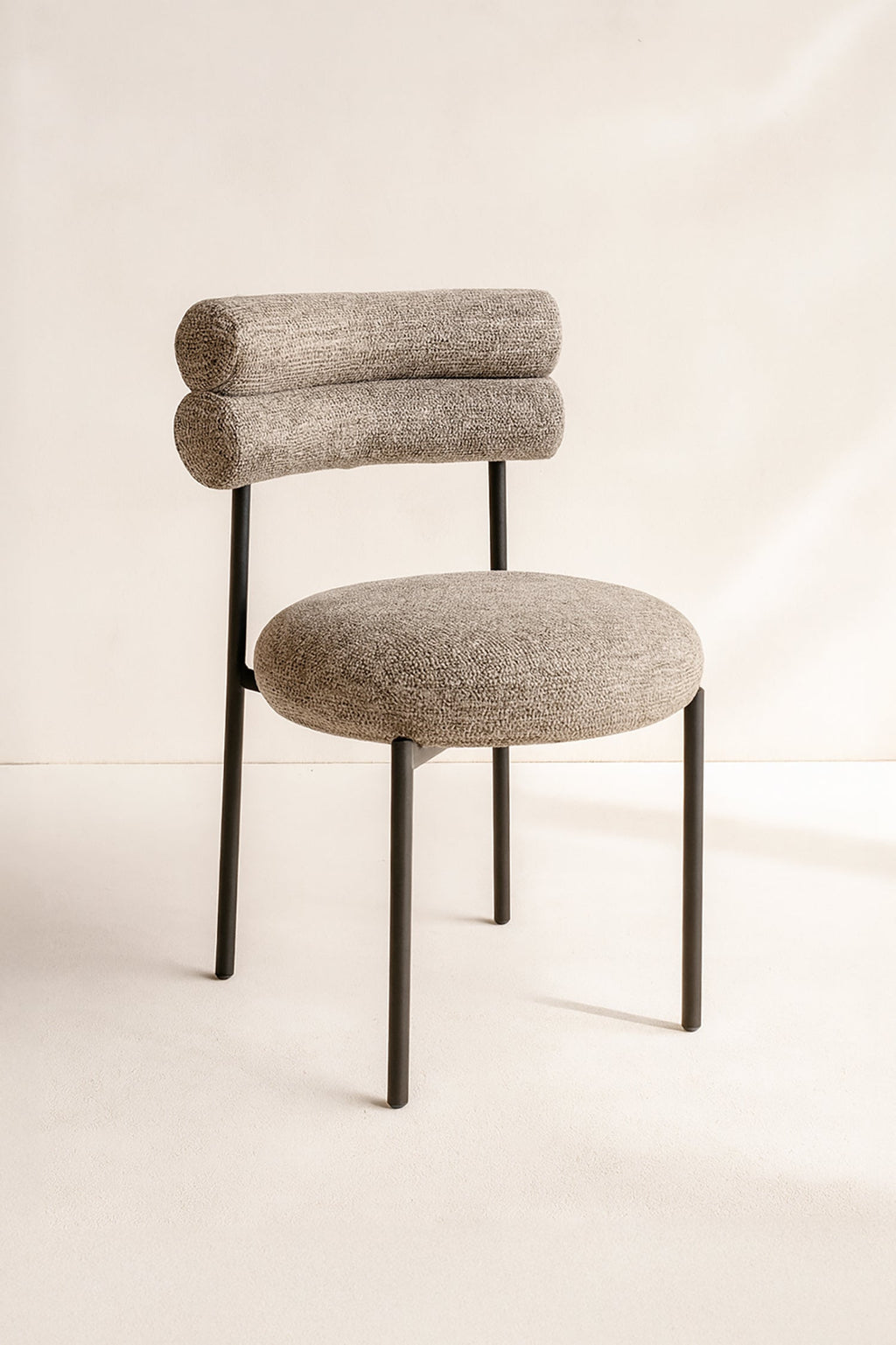 Gina - Lot 2 Chaises - Tissu Tweed/Métal - Noir/Moka
