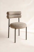 Gina - Lot 2 Chaises - Tissu Tweed/Métal - Noir/Moka