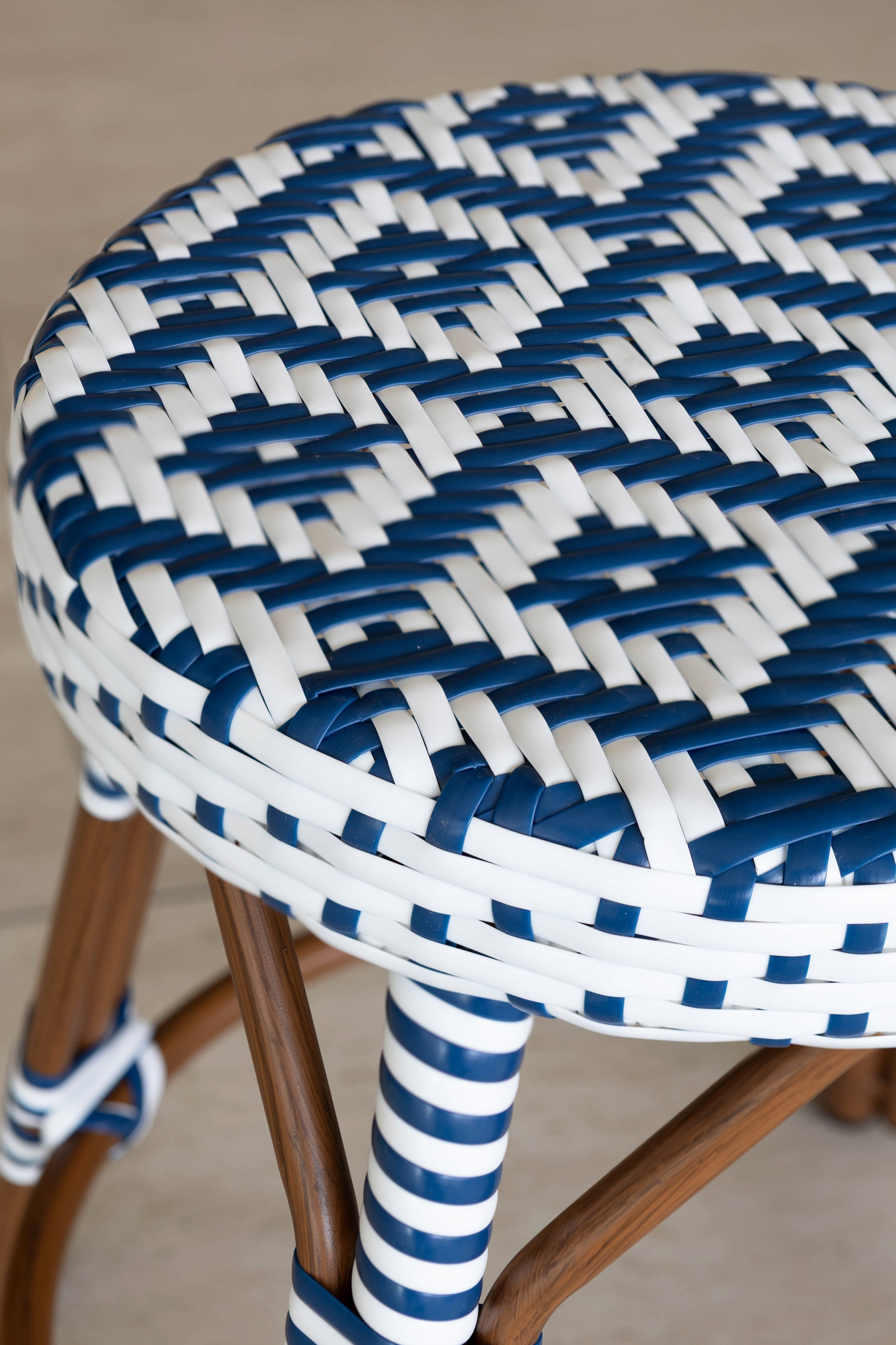 Scala - Tabouret De Bar Haut - Alu Aspect Bambou/Textilene - Bleu