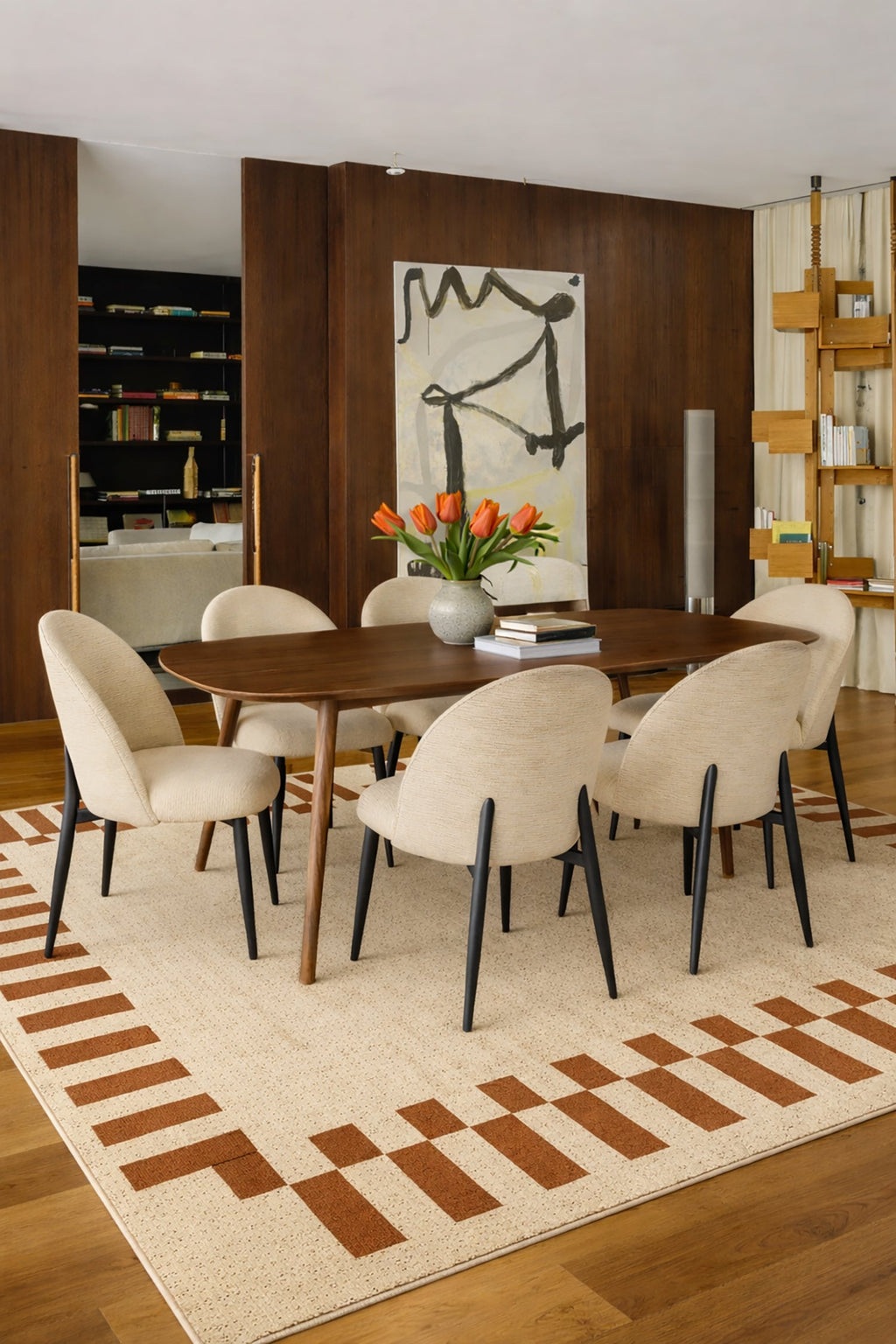 Leonie - Lot 2 Chaises - Tissu/Métal - Ecru/Noir