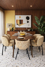 Suzan - Lot 2 Fauteuils De Table - Tissu Tweed/Métal - Ocre/Noir