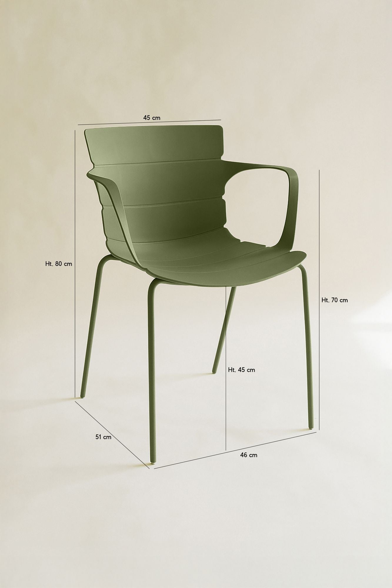 Juego de 4 sillones de mesa de interior Montauk - Polipropileno y metal verde