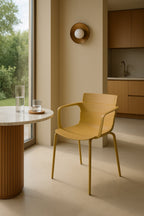 Set of 4 Montauk Indoor Table Armchairs - Polypropylene and Ocher Metal