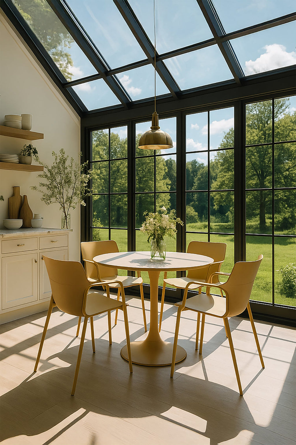 Set of 4 Montauk Indoor Table Armchairs - Polypropylene and Ocher Metal