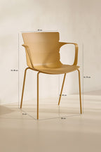 Set of 4 Montauk Indoor Table Armchairs - Polypropylene and Ocher Metal