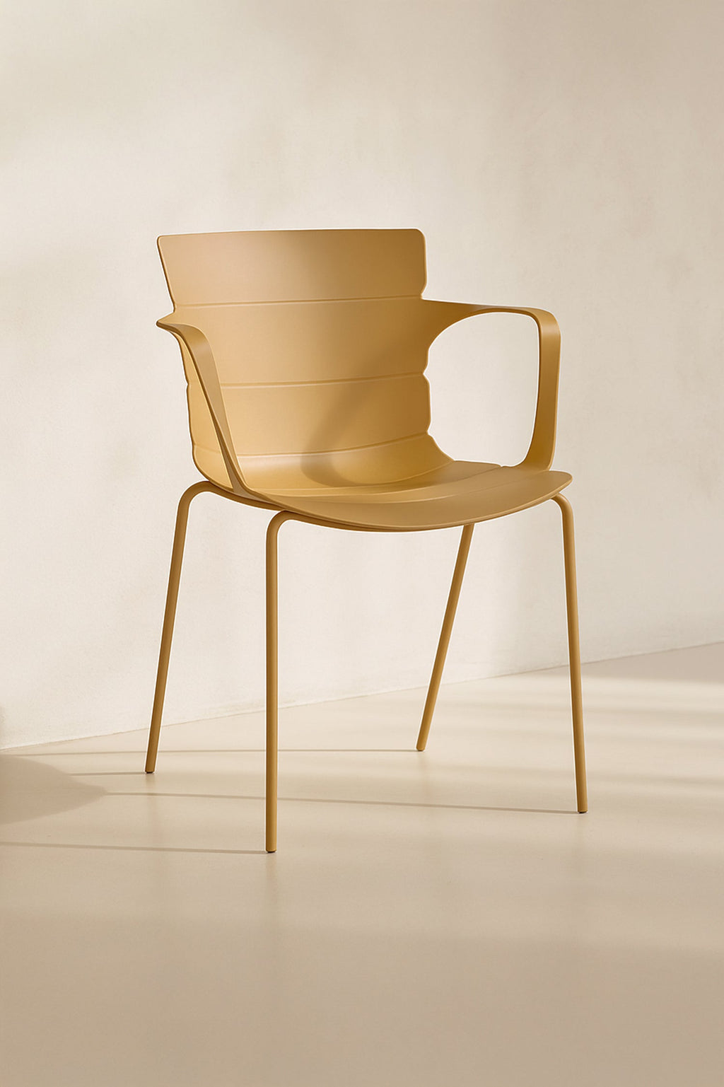 Set of 4 Montauk Indoor Table Armchairs - Polypropylene and Ocher Metal