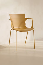 Set of 4 Montauk Indoor Table Armchairs - Polypropylene and Ocher Metal